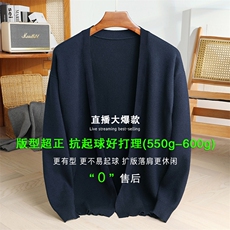 强烈主推2026春款新款扩版抗起球纯色落肩宽松开衫，男装卫衣，钱塘207-1