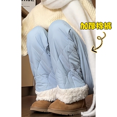 抖音男宽松羊羔毛菱格复古中性阔腿棉裤K5613J加棉-特P45控78，男装棉裤，电商A001