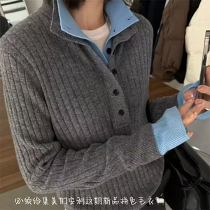 打底衫女秋冬内搭翻领套头保暖长袖针织毛衣图片