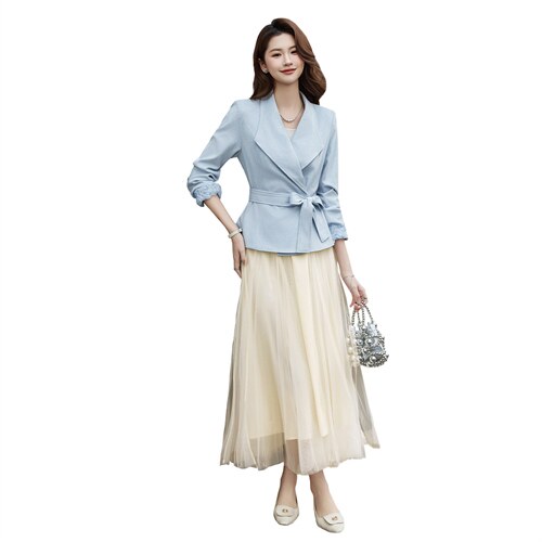 现货2026春装新款时尚气质潮流女小外套蕾丝半裙套装通用两件套，女装套装/套裙，奋斗女王