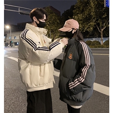 情侣冬装港风织带棉服刺绣logo棉衣休闲加厚外套男G1105P118，男装棉衣，电商A339