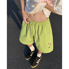 腊肠狗刺绣拼接短裤男夏外穿直筒薄款速干沙滩中裤运动四五分裤子，男装牛仔裤，星座604