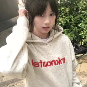 CX219-P49 刺绣美式卫衣女2025新款连帽套头衫ootd少女学生春秋图片