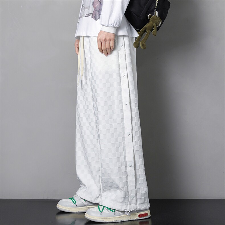 日系格子提花潮流休闲夏季新品男装个性百搭阔腿裤XD8807-P60,男装休闲裤,星座717