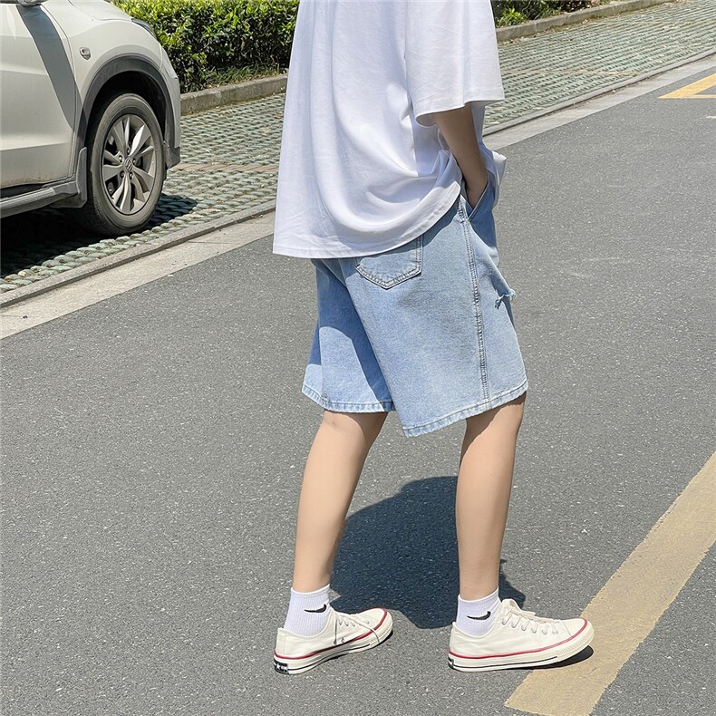 夏季破洞牛仔短裤五分裤B377-N655-P35-限49,男装牛仔裤,电商B377