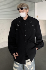 男装衬衫24春季金属设计感男休闲长袖衬衣衫XZ514-2-202416-P78，男装衬衫，星座514-2(原B239)