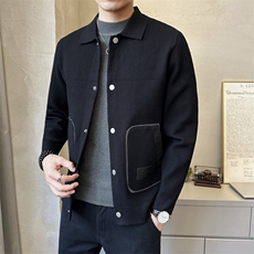 秋季短款翻领毛衣开衫外套时尚休闲男款披肩K6850-P135，男装针织衫/毛衣，电商A237