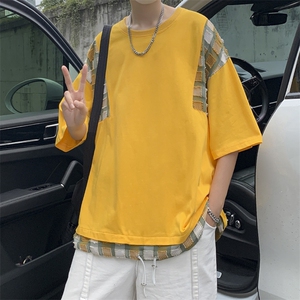 港风t恤男短袖2024新款百搭半袖衣服潮牌宽松五分袖体恤流苏上衣图片
