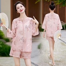 【红粉青蛾】2025夏季新款重工刺绣盘扣两件套国风休闲套装，女装套装/套裙，妙形