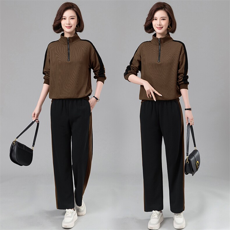 春秋休闲运动服套装女2025新款时尚撞色洋气减龄高级感卫衣两件套,女装套装/套裙,凝聚力