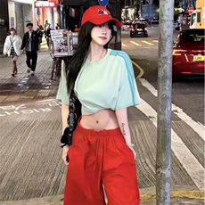 抖音得物品质二开240克宽松纯棉美式潮牌印花三条杠中性风短袖T恤，男装T恤，电商A486-1