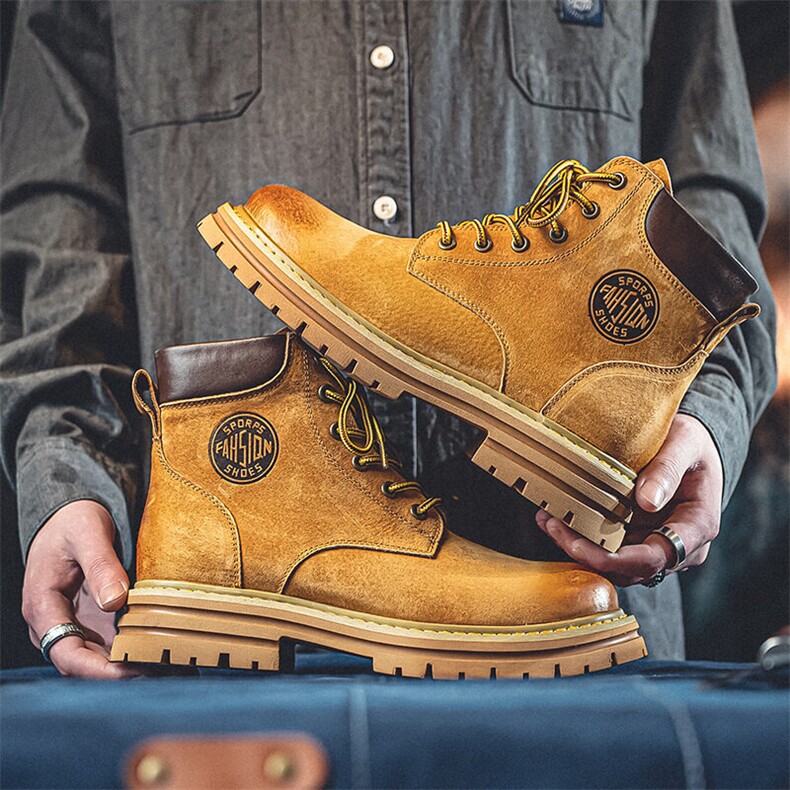 X4623-185情侣款英伦马丁靴男士秋冬加绒复古百搭厚底男靴，男鞋马丁靴，星座1407-3