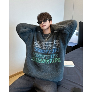 B370P58秋装水貂绒男装毛衣保暖加厚打底衫男装上衣图片