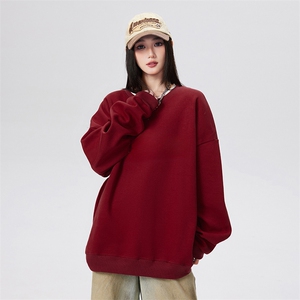 抖音得物重工品 460克全棉重磅同底同色粗矿纹理美式纯色圆领卫衣,男装卫衣,电商A486-1