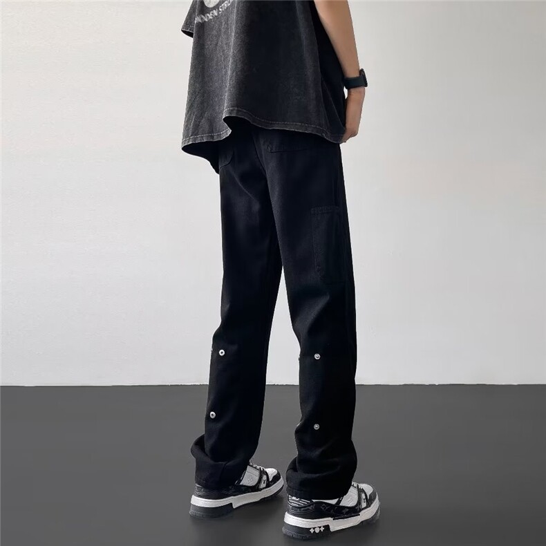 黑色高街牛仔裤男士夏季美式街头直筒裤P40，男装牛仔裤，星座1116-2