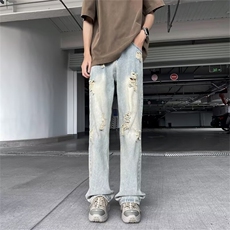 现货!港风新款2025潮流百搭直筒宽松大码牛仔裤松紧腰NZ6167-P40，男装牛仔裤，星座1103-2