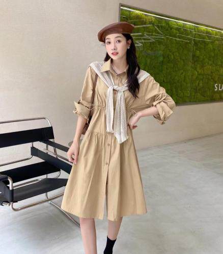 秋季衬衫裙，女装衬衫，吉之红