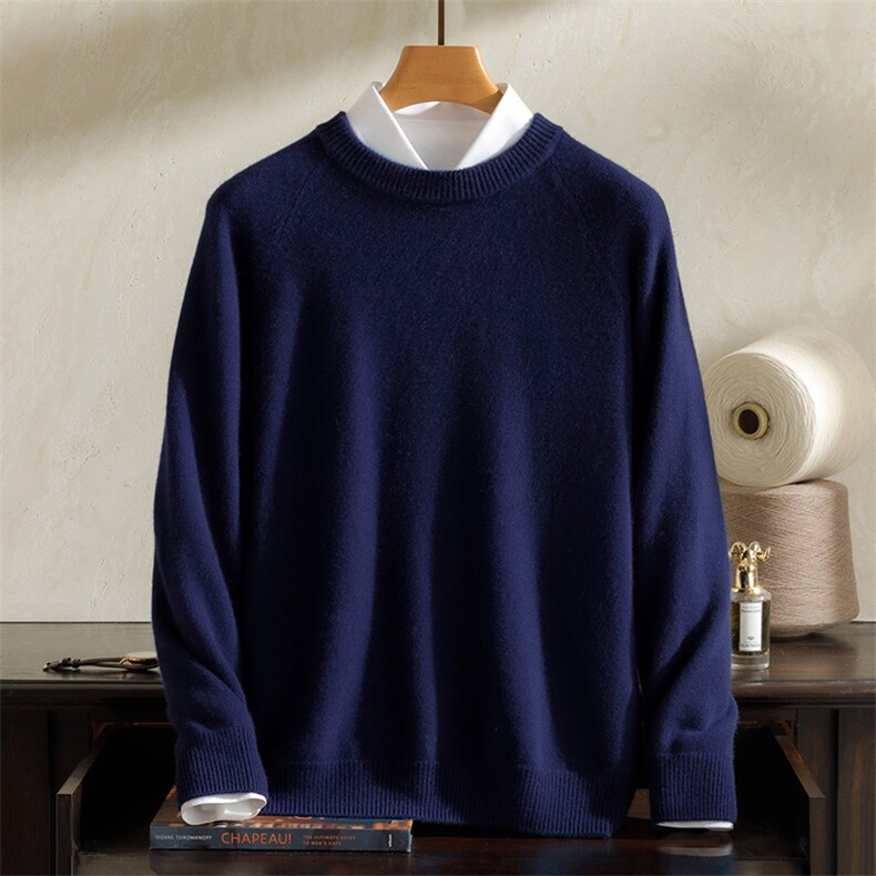 2024年秋冬季圆领纯色男士羊绒衫修身打底毛衣羊绒男装，男装羊绒套衫，澳坤羊绒