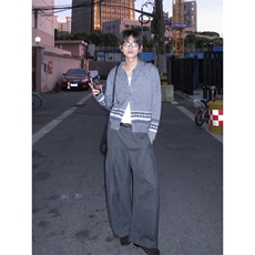 2025秋冬新款开衫毛衣美式复古休闲慵懒风针织衫男外套，男装针织衫/毛衣，四季星座505
