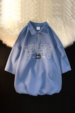新款优品男士短袖刺绣半开拉链印花T恤宽松上衣POLO衫ZD3315-P52，男装T恤，星座717