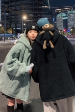 情侣羊羔毛加厚小熊设计感棉衣连帽外套A071-1010-P110，男装棉衣，电商A071