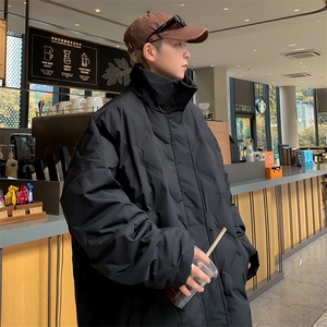 黑武士菱形格美式羽绒棉服男冬季炸街vibe外套立领短款面包服Y133图片