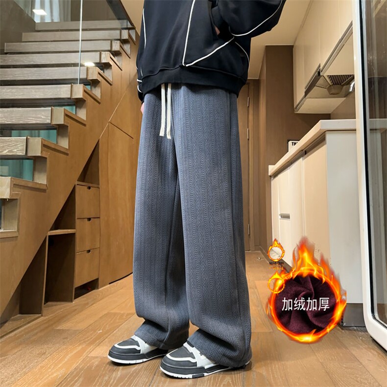 麦穗条加绒休闲长裤M-5XL特P45，男装卫衣，电商B325