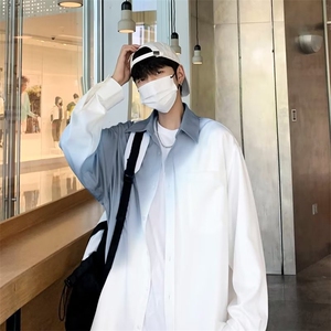 长袖衬衫外套男士春秋季百搭渐变衬衣服港风休闲衬衫 CS117图片