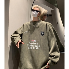 抖音得物供货提供视频秋冬重磅美式麂皮绒圆领卫衣JY379，男装卫衣，电商A486