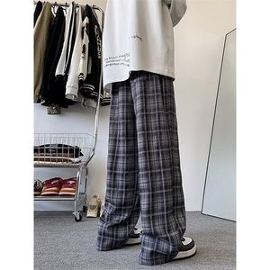 现货宽松直筒慵懒格子大码阔腿裤休闲裤 DSA059-ZK7950-P45 控68图片
