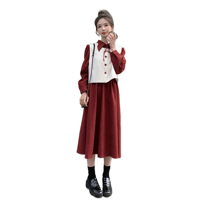 时尚气质女装套装春季连衣裙马甲两件套显瘦修身长袖裙装,女装套装/套裙,秋水欣儿