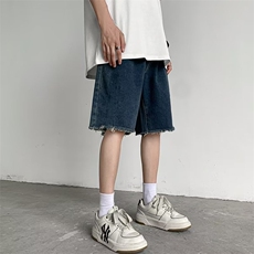 美式高街牛仔短裤男夏季拉链开叉裤子oversize潮五分裤DK534-P36，男装牛仔裤，星座1008-1