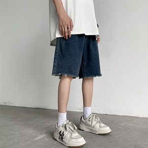 美式高街牛仔短裤男夏季拉链开叉裤子oversize潮五分裤DK534-P36图片