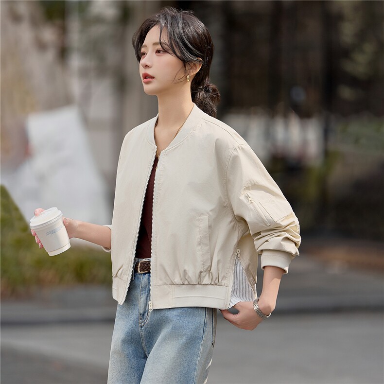 美式复古秋季新款廓形飞行夹克女款2026短款设计感短款拉链短外套,女装短外套,梦懿尔