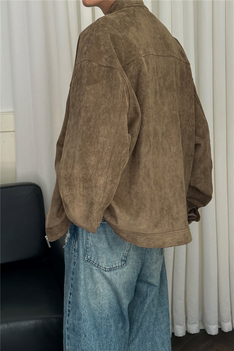 现货潮牌男士麂皮绒夹克外套日系痞帅A351-AJ2640-P125控199,男装夹克,电商A351