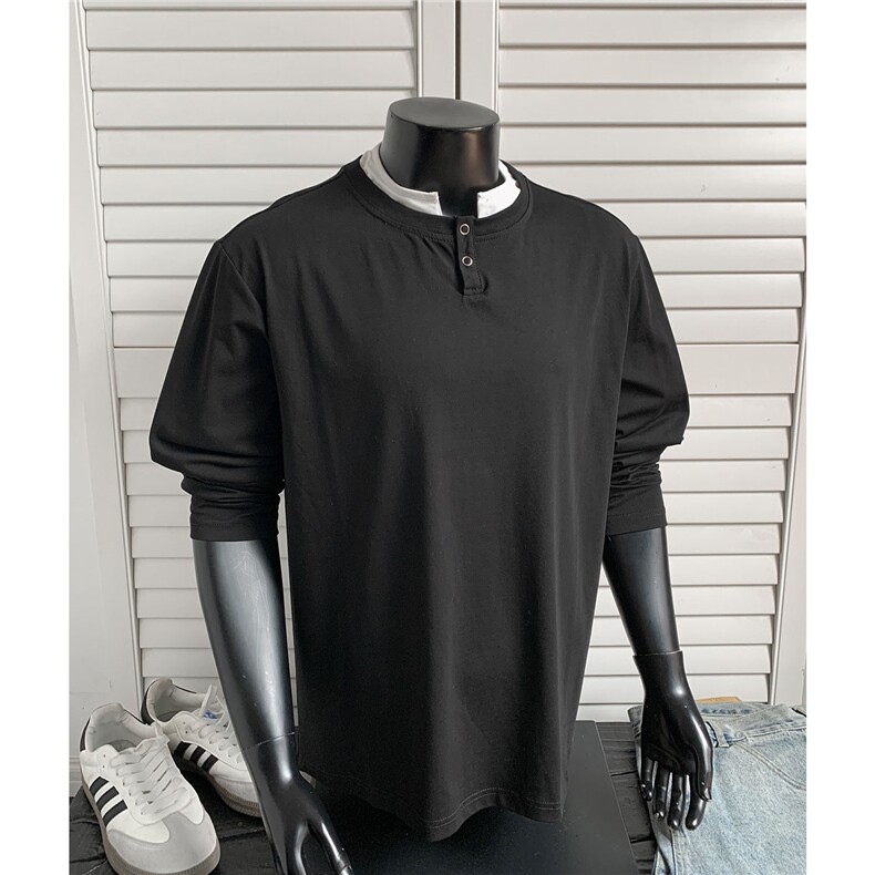假两件亨利领长袖男女春秋情侣打底衫T恤衫卫衣D462特P30,男装T恤,电商A335-1（原A458）