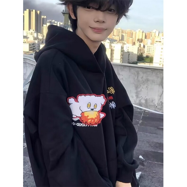 新款时尚卡通小新卫衣男连帽秋冬重磅情侣百搭帽衫上衣WHT222,男装卫衣,星座1116A（原606A-3）