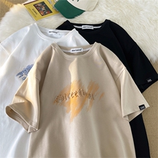 抖音供货230克纯棉凹凸钢印彩印XT2325-P35控58，男装T恤，电商B370