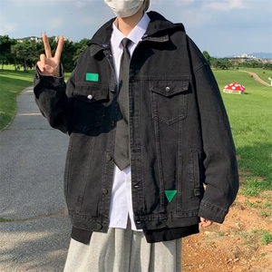男秋季2023新款长袖夹克外套假2件牛仔夹克B60P68图片