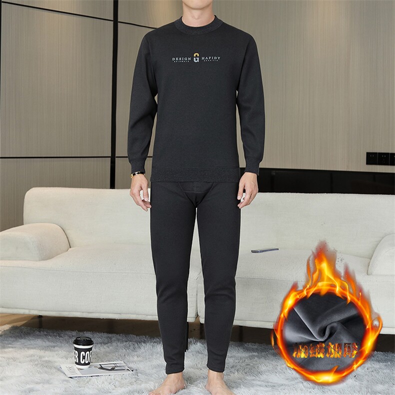 秋冬保暖内衣男士中高领秋衣秋裤加绒加厚罗纹袖口套装TZ6801-P70,男装棉衣,星座310B-3