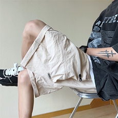 DK207P40港风纳米皱工装运动冰丝休闲裤高街五分裤宽松，男装牛仔裤，星座1204-3