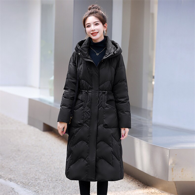 2023新款现货90白鸭绒羽绒服女连帽面包服时尚宽松保暖外套,女装羽绒服,卡杰菲