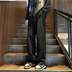 k1071-p55-控78M-5XL现货拉链宽松牛仔裤港风高阶黑暗牛仔，男装牛仔裤，星座116