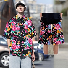 TZP风东北大花汉服套装polo衫短裤大码花TEE套装团队服休闲装，男装牛仔裤，星座115A(原星座507）