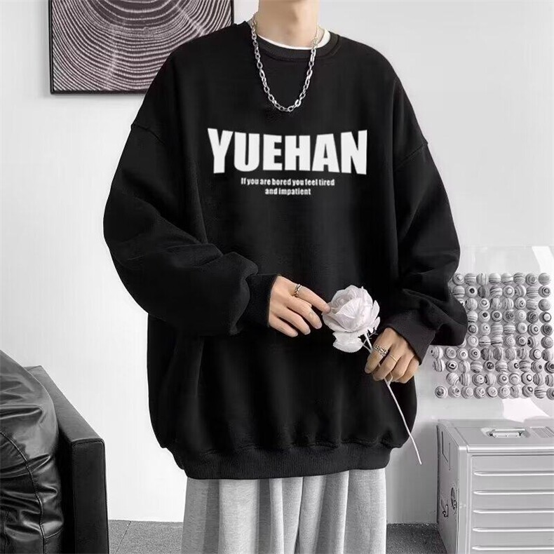 美式复古印花卫衣男女圆领青少年春秋季2025新款上衣设计感潮,男装卫衣,星座218-1（原230）