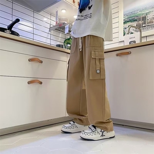工装裤子男秋冬美式高街垂感直筒裤男士新款潮牌痞帅宽松休闲长裤图片