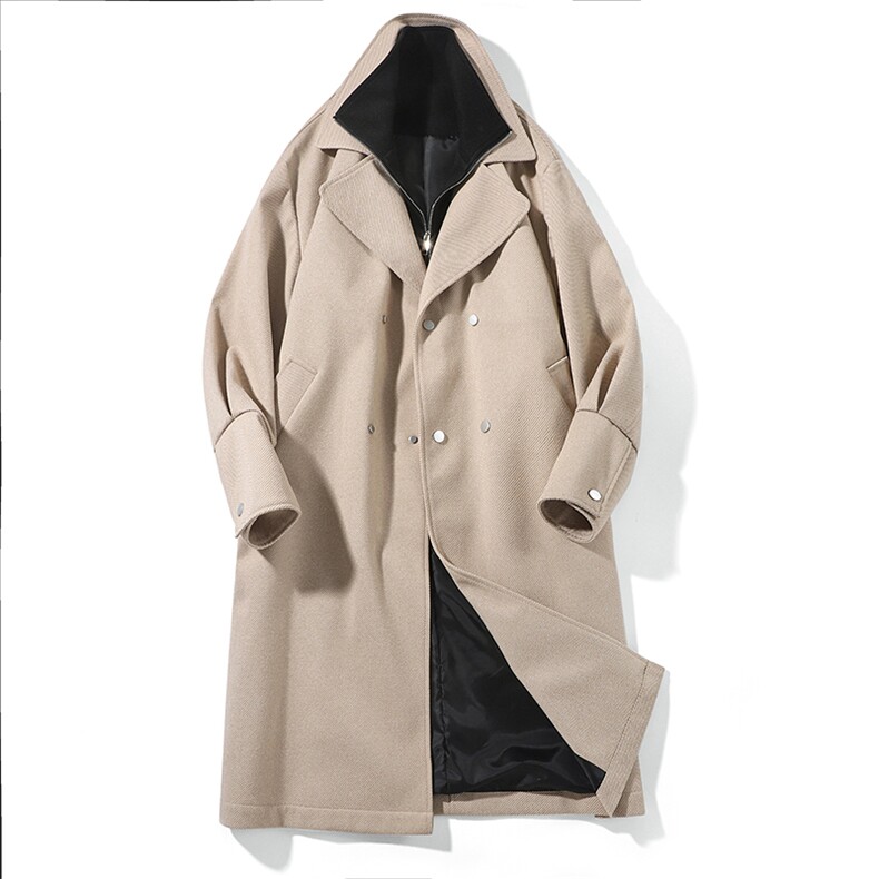 大货假两件精品-毛呢男大衣男风衣男中长款大码F760-P135白底D，男装风衣，星座401