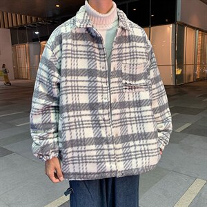 格子男春秋款ins港风炸街毛呢外套韩版潮流男呢子大衣 W1913-P72图片