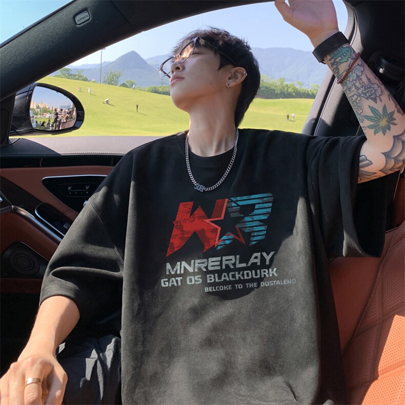 量大优供视频重磅麂皮绒短袖T恤男JPDX227-特P19,男装T恤,电商B367