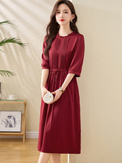 2025年夏季新款高级感气质仿真丝连衣裙现货，女装连衣裙，多彩